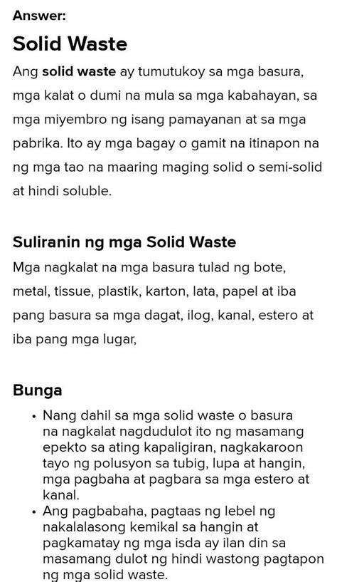 Ano ang solid waste brainly